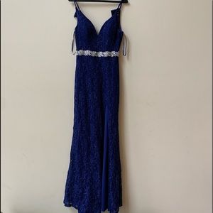 Jodi Kristopher Navy Blue Prom Dress